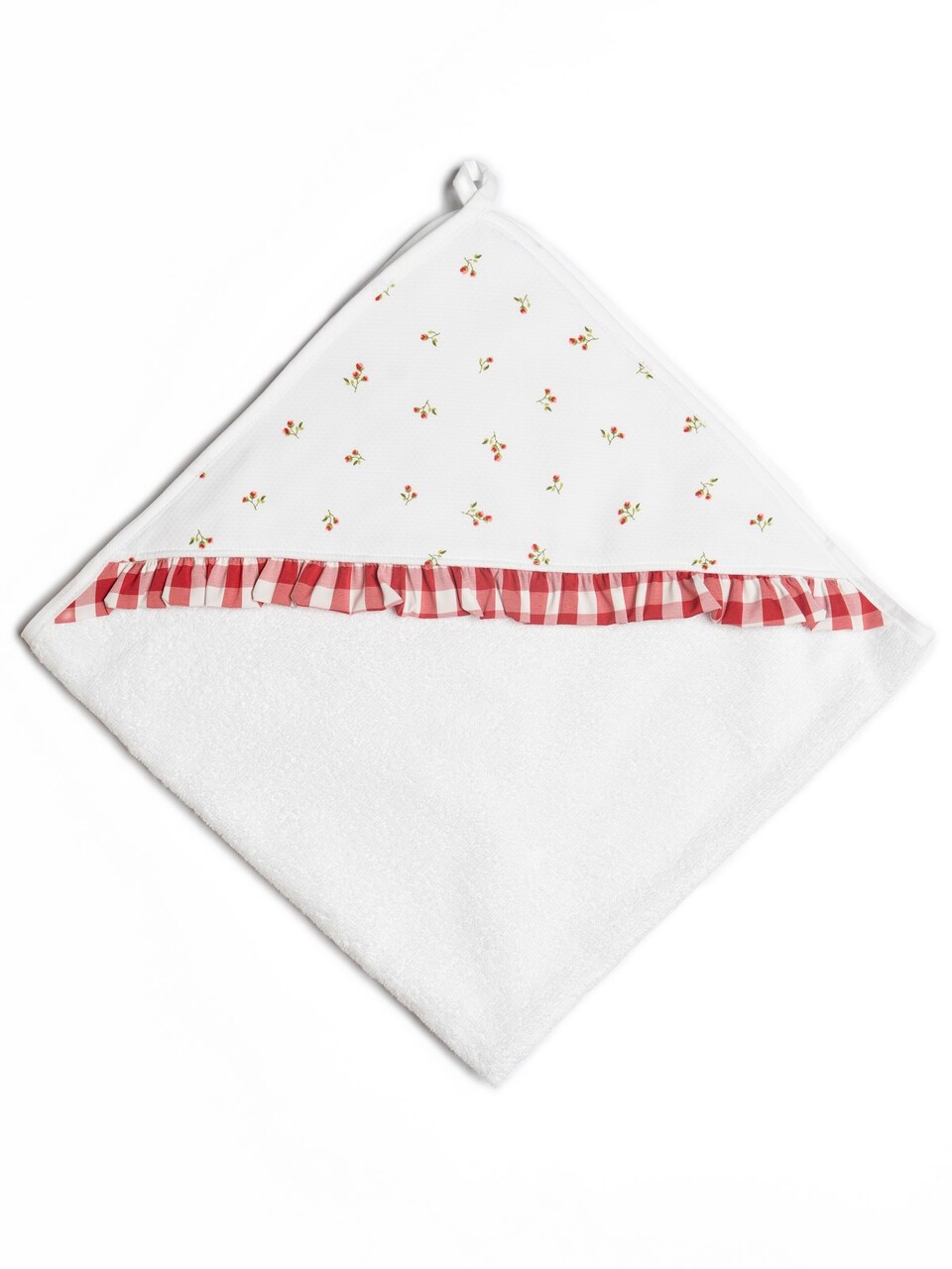 Accappatoio con cappuccio in spugna Bianco / Rosso Barcellino