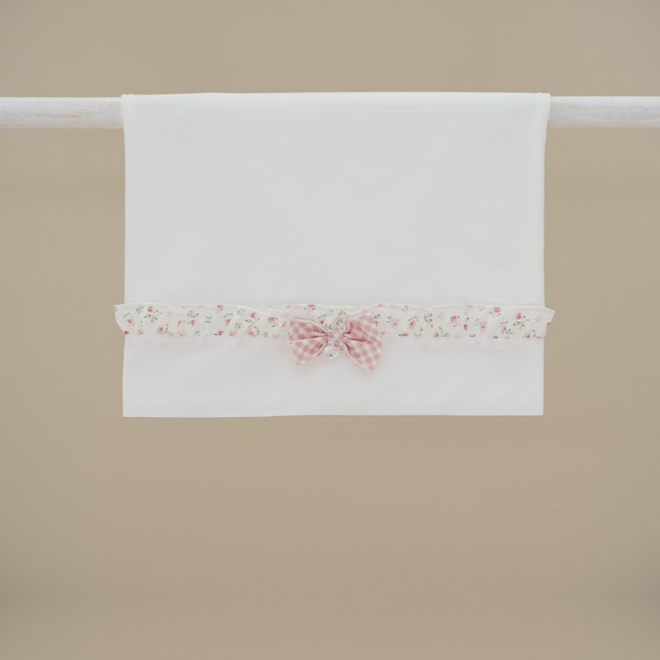 Set lenzuolino 3 pezzi per carrozzina in puro cotone Bianco / Pesco Ninnaoh