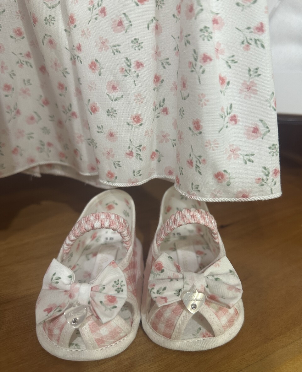 Scarpette in tessuto Bianco / Pesco misura 15 Ninnaoh