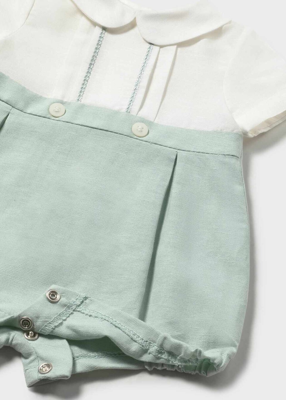 Pagliaccetto elegante in cotone e lino Bianco / Verde Mayoral