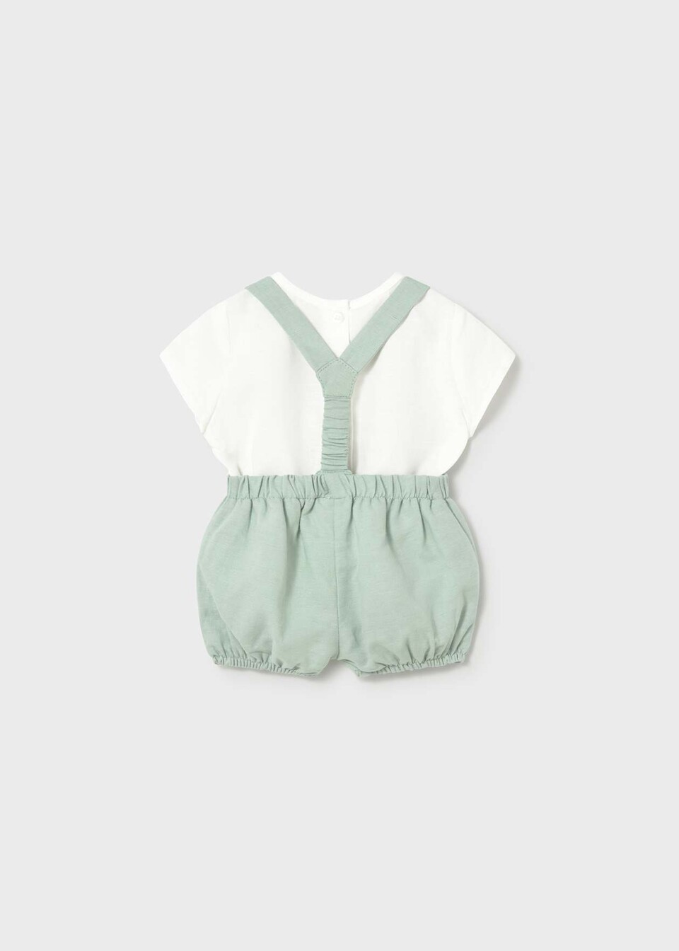 Completo 3 pezzi elegante in lino e cotone Bianco / Verde Mayoral