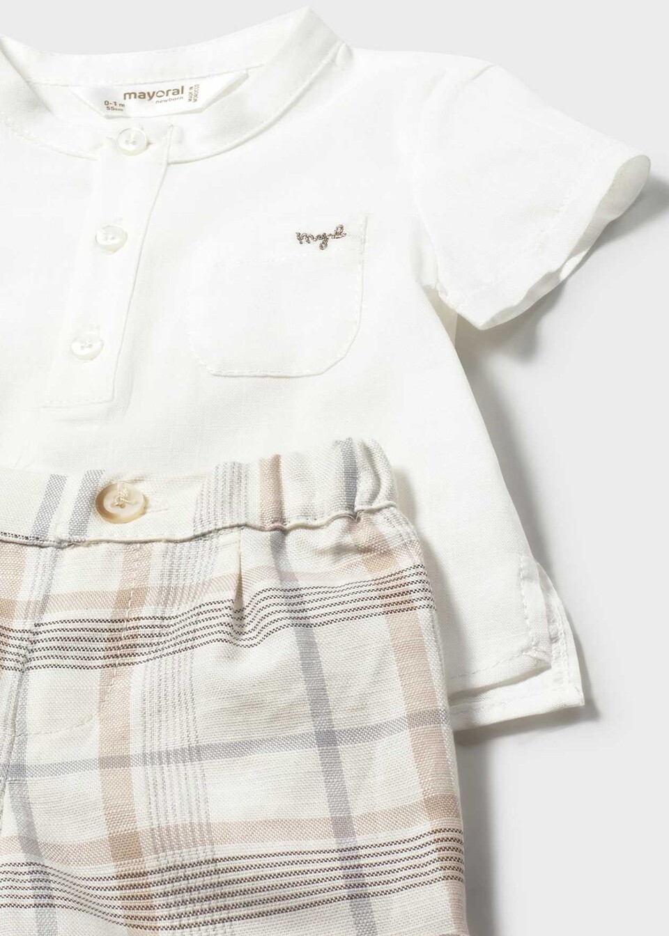 Completo elegante 2 pezzi in cotone e lino Bianco / Beige Mayoral