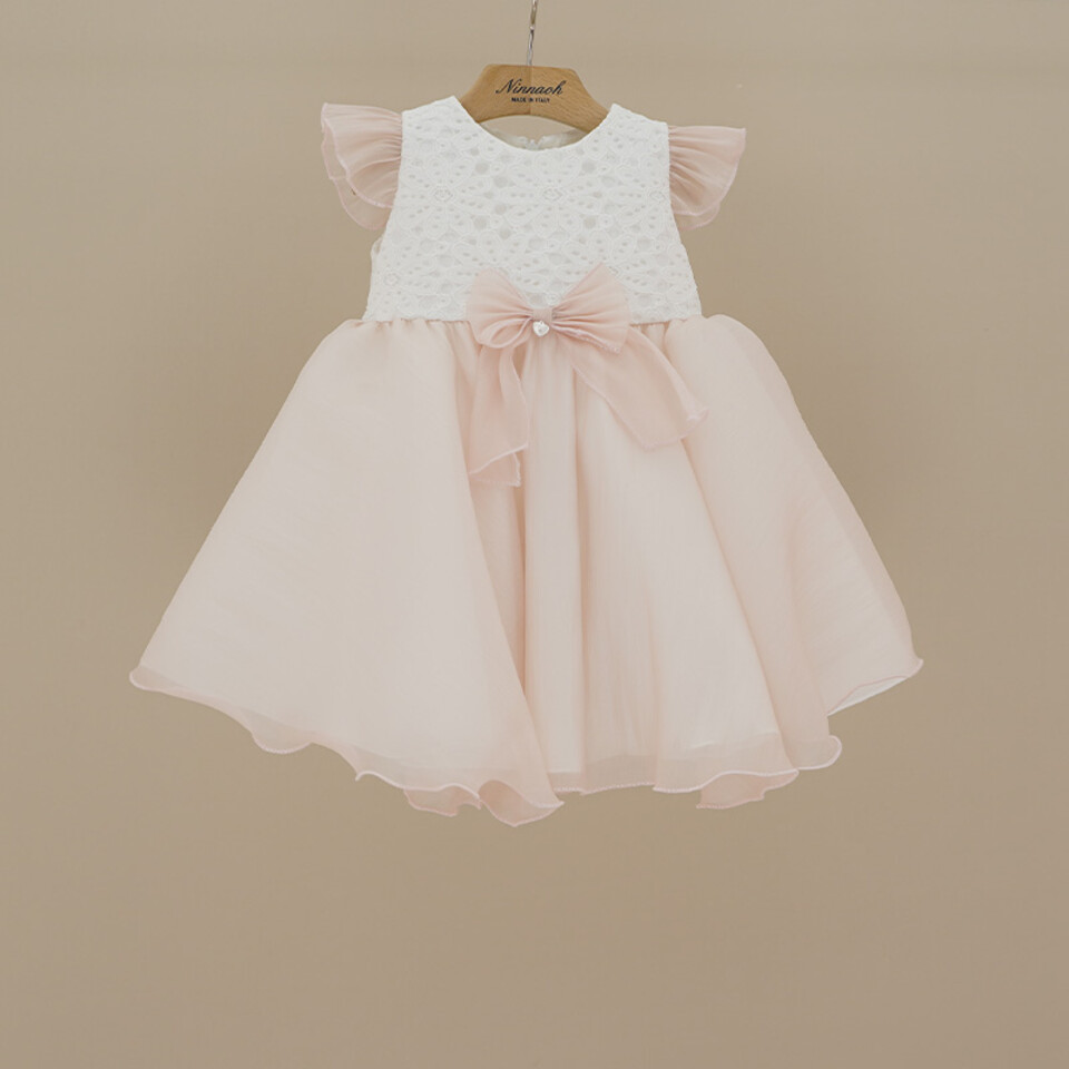 Abito elegante con pizzo e organza Panna / Rosa Ninnaoh
