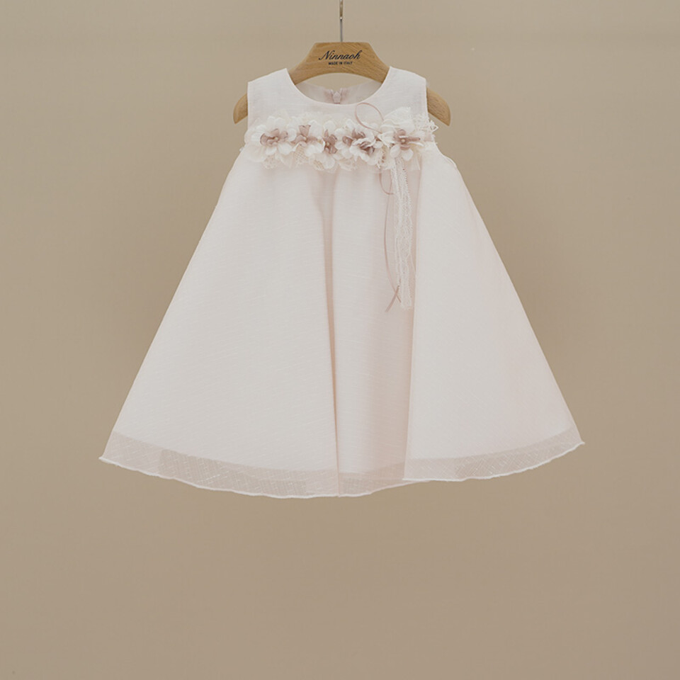 Abito elegante smanicato in organza Rosa Ninnaoh