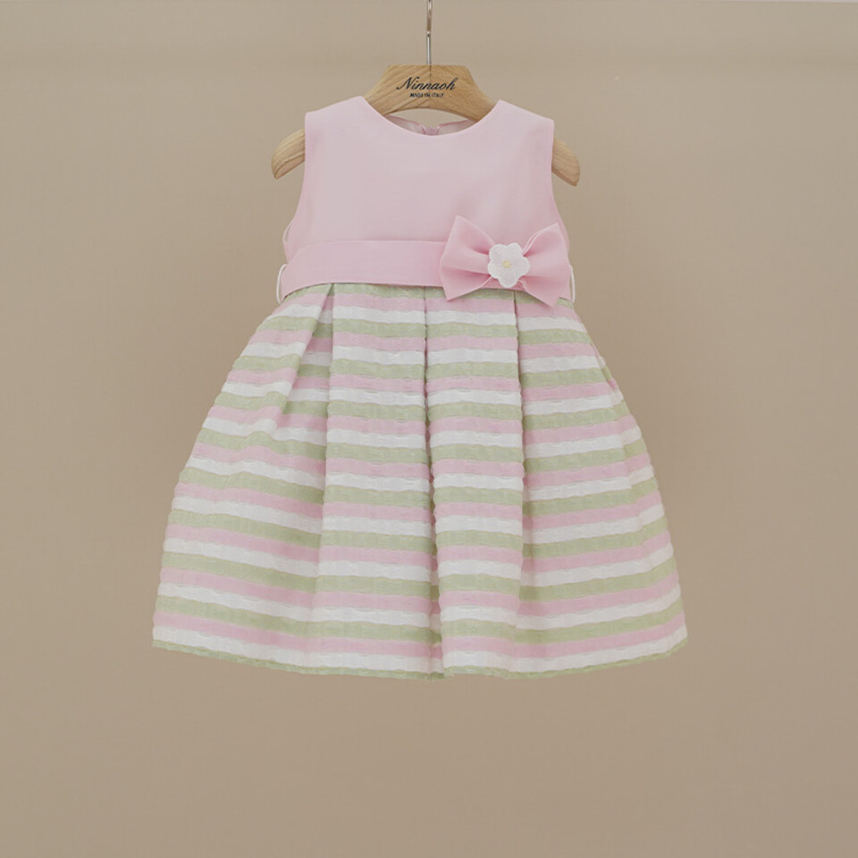 Abito elegante a righe Rosa / Verde Ninnaoh