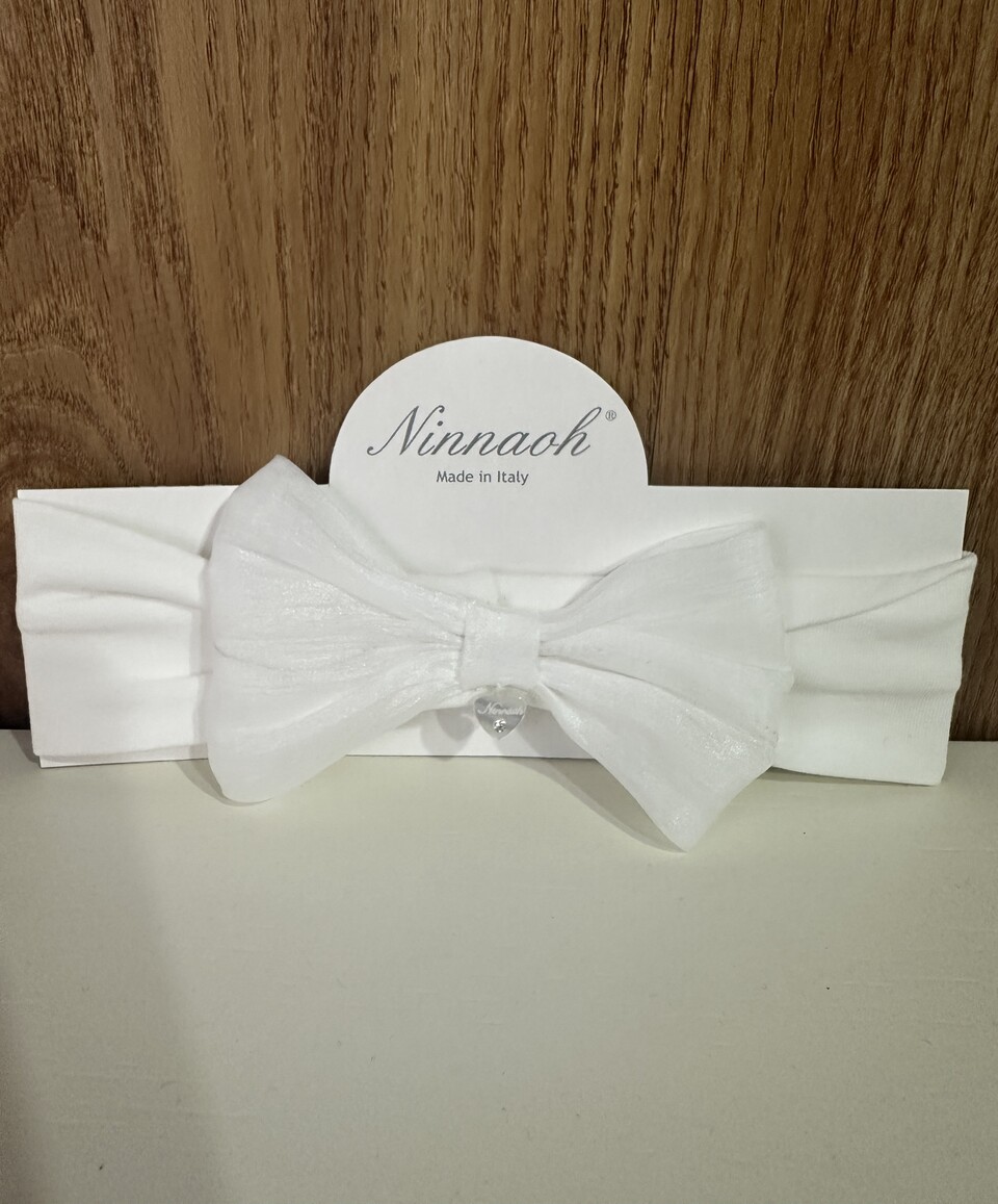 Fascetta elastica in cotone con fiocco Panna Ninnaoh