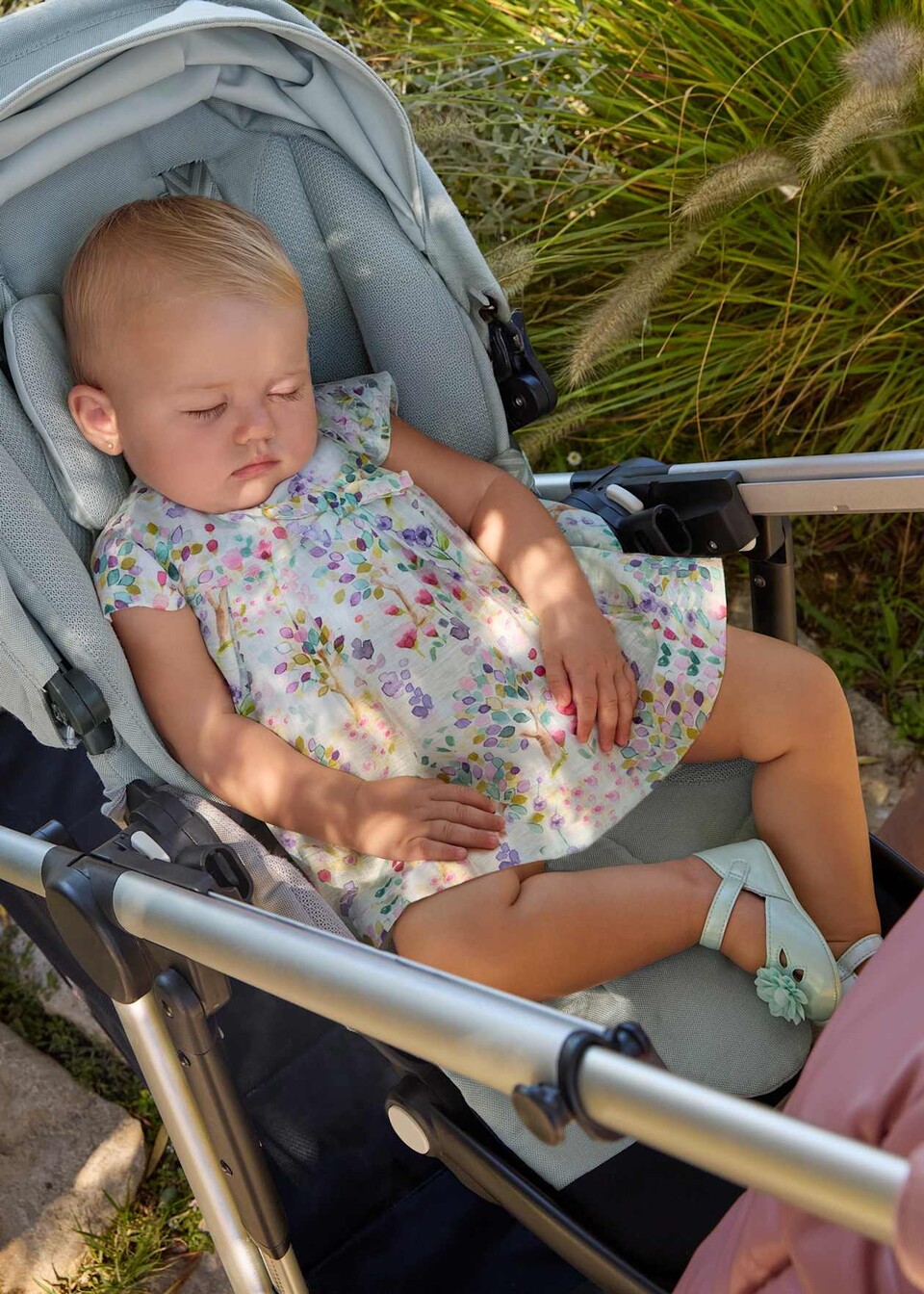 Abito elegante in lino stampato Verde Acqua Mayoral