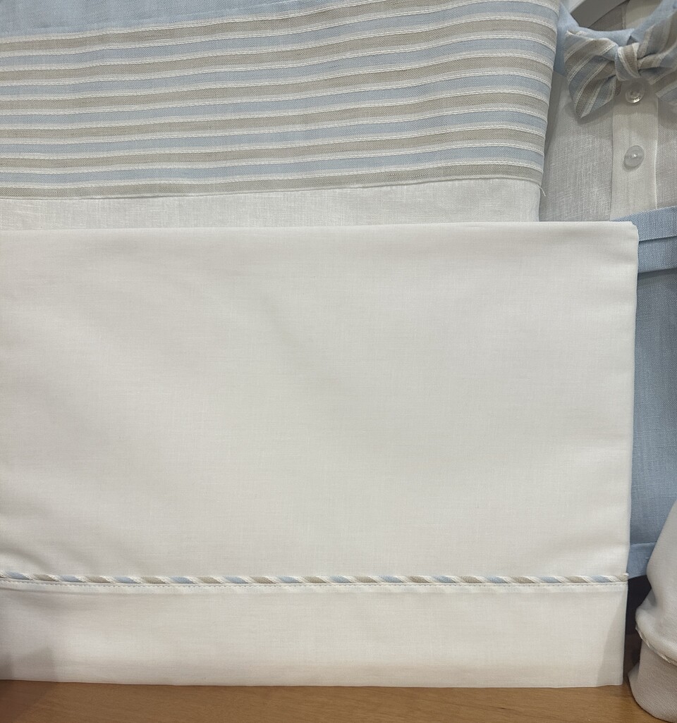 Set lenzuolino 3 pezzi per carrozzina in puro cotone Bianco / Cielo / Beige Ninnaoh