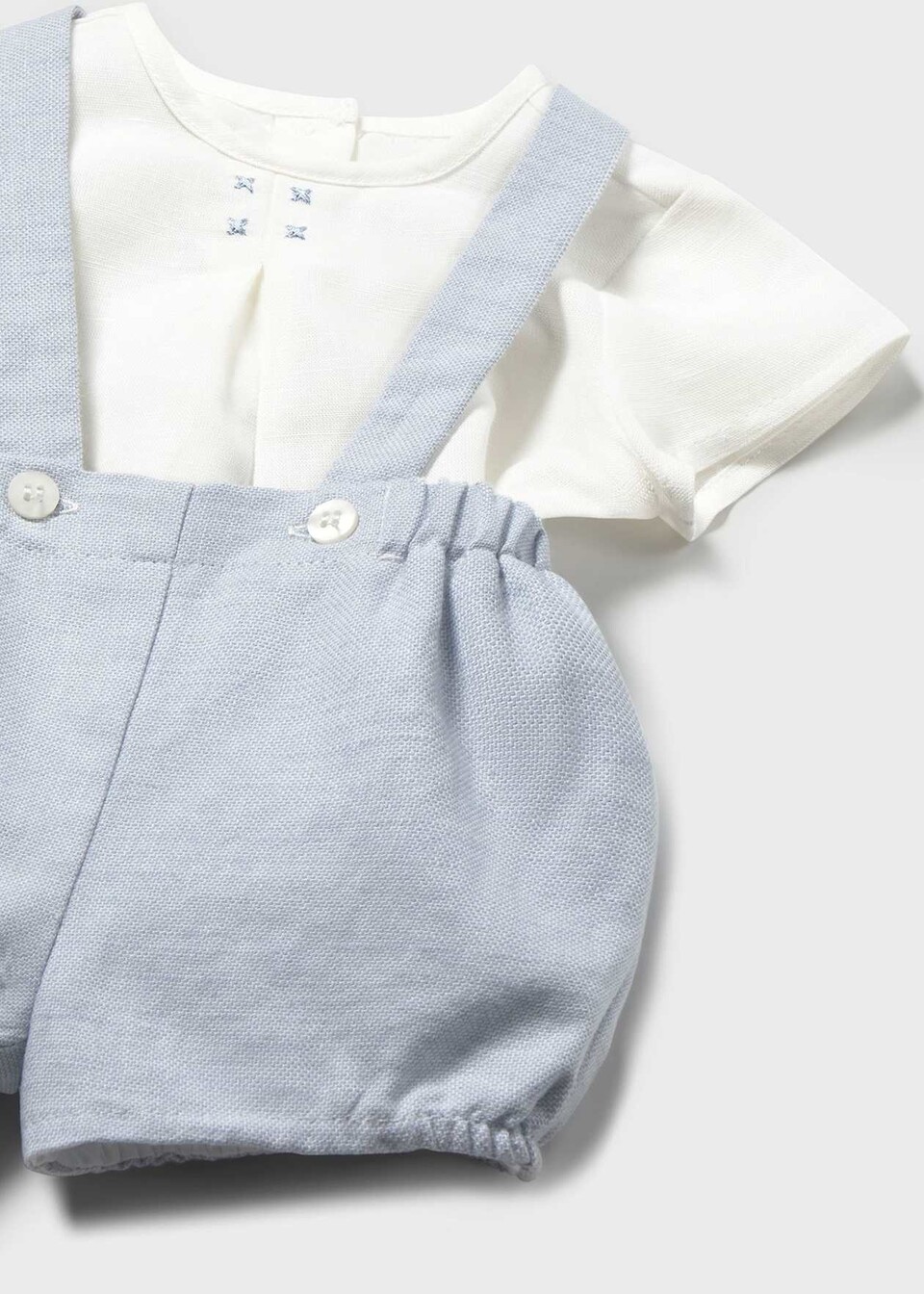 Completo 3 pezzi elegante in lino e cotone Bianco / Cielo Mayoral