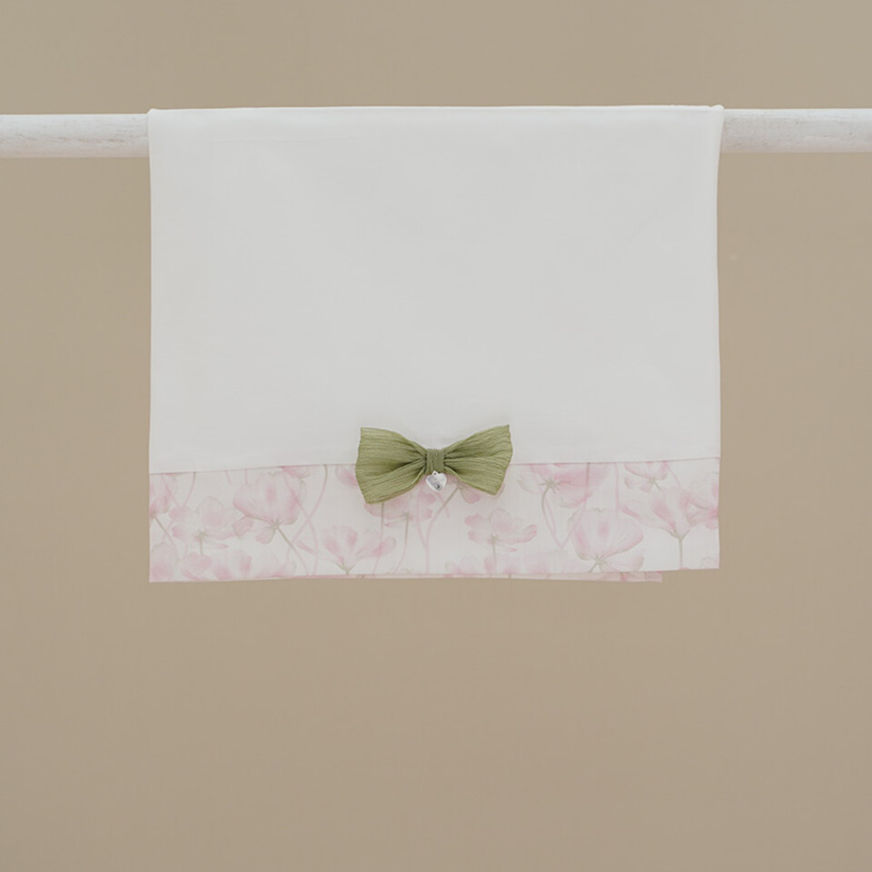 Set lenzuolino 3 pezzi per carrozzina Bianco / Rosa Ninnaoh