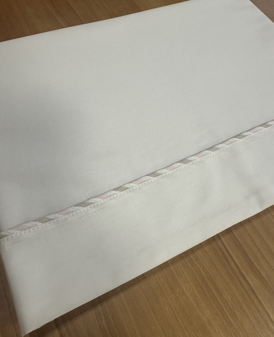 Set lenzuolino 3 pezzi per carrozzina in puro cotone Panna / Rosa / Beige Ninnaoh