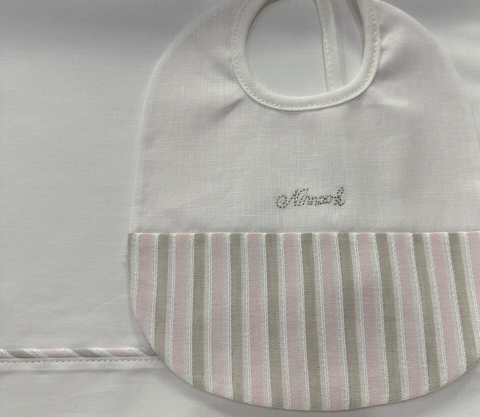 Bavetta in lino e cotone Panna / Rosa / Beige Ninnaoh