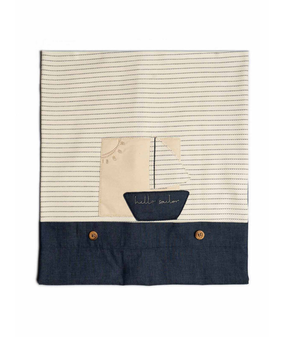 Copertina per carrozzina sfoderabile in cotone Panna / Blu Barcellino