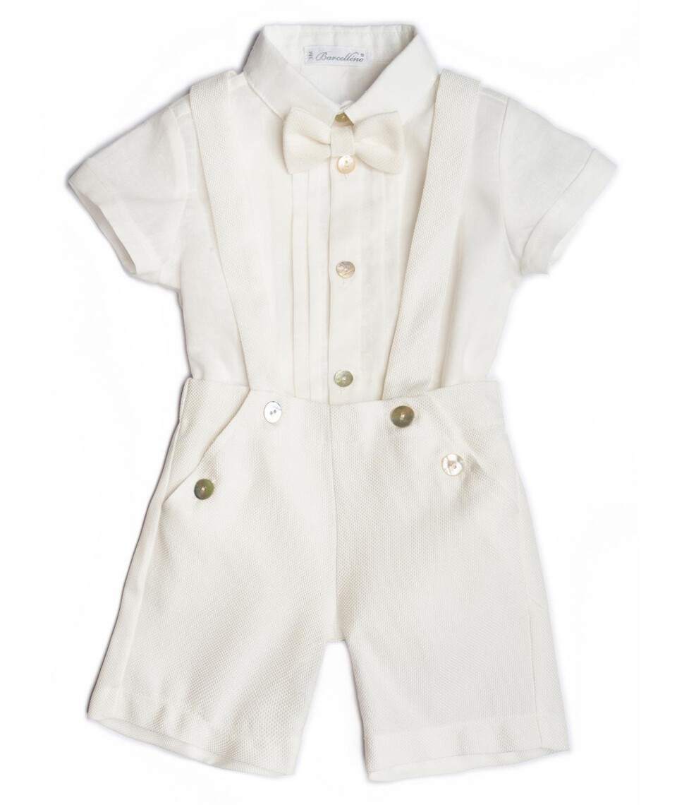 Completo 3 pezzi elegante in lino e cotone Panna Barcellino