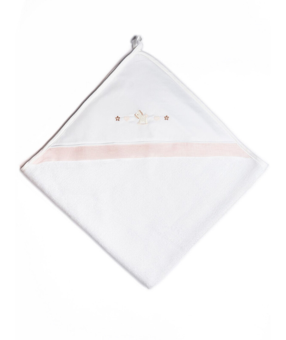 Accappatoio con cappuccio in spugna Bianco / Rosa Barcellino