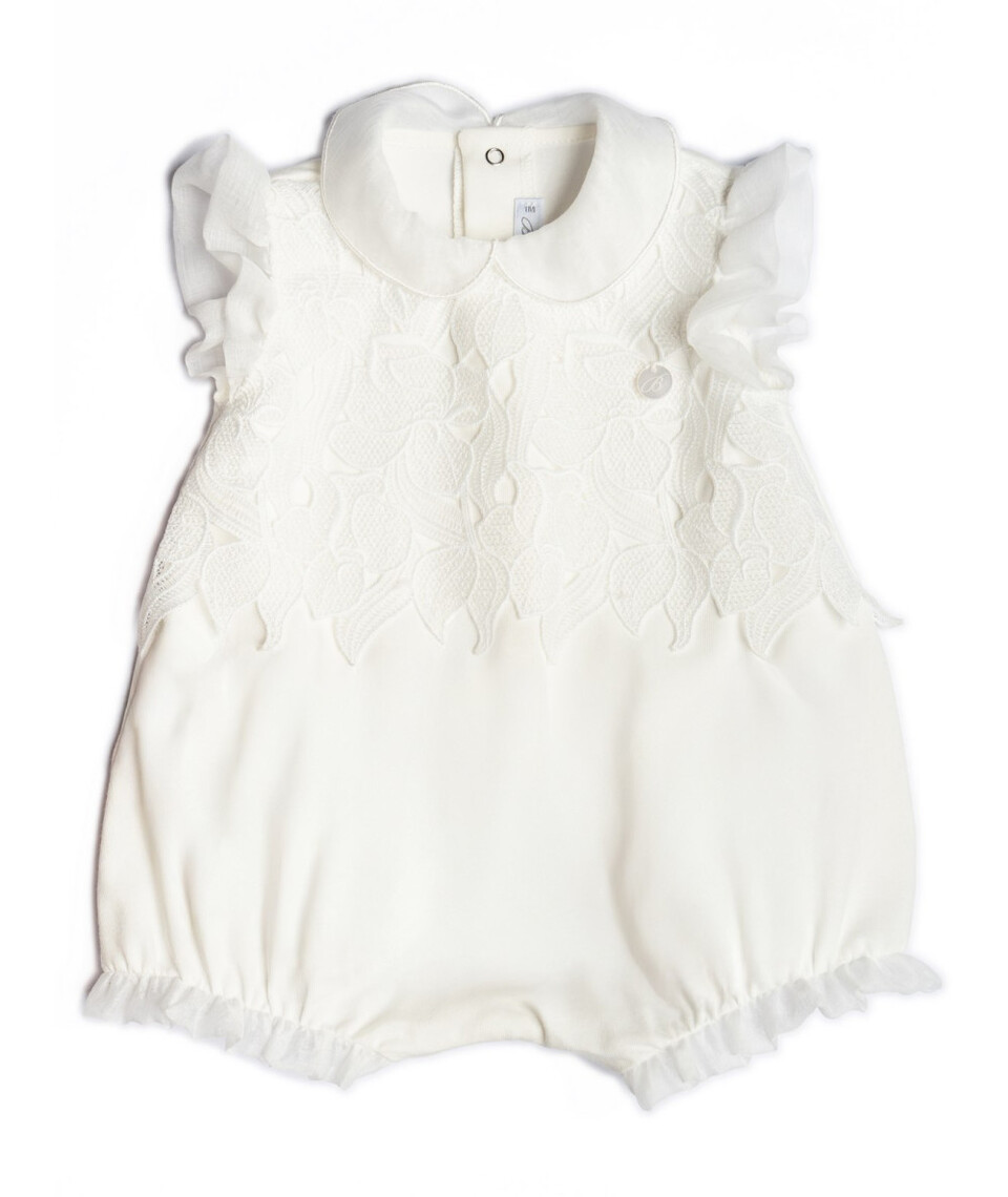 Pagliaccetto in jersey di cotone con pizzo Bianco Barcellino