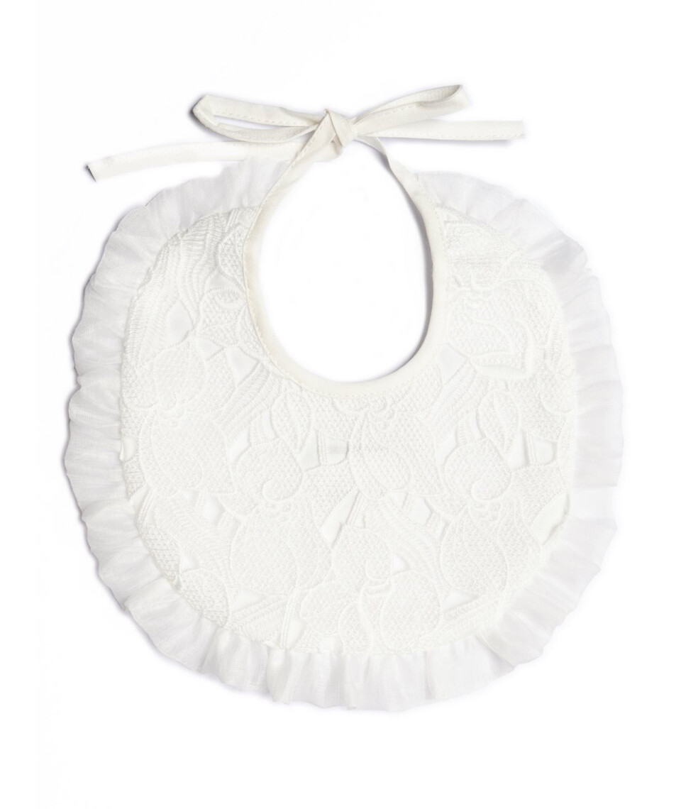 Bavetta in puro cotone con pizzo Bianco Barcellino