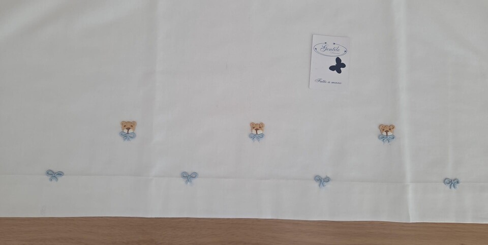 Set lenzuolino 3 pezzi per carrozzina con Orsetti Bianco / Cielo / Beige Gentile Baby Couture