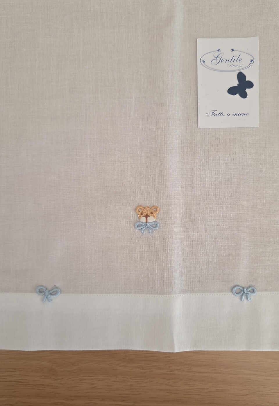 Set lenzuolino 3 pezzi per carrozzina con Orsetti Bianco / Cielo / Beige Gentile Baby Couture