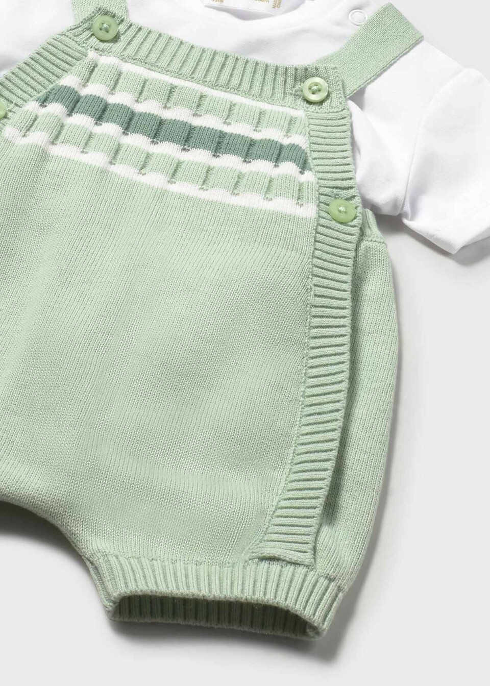 Salopette 2 pezzi in cotone Verde Alga / Bianco Mayoral