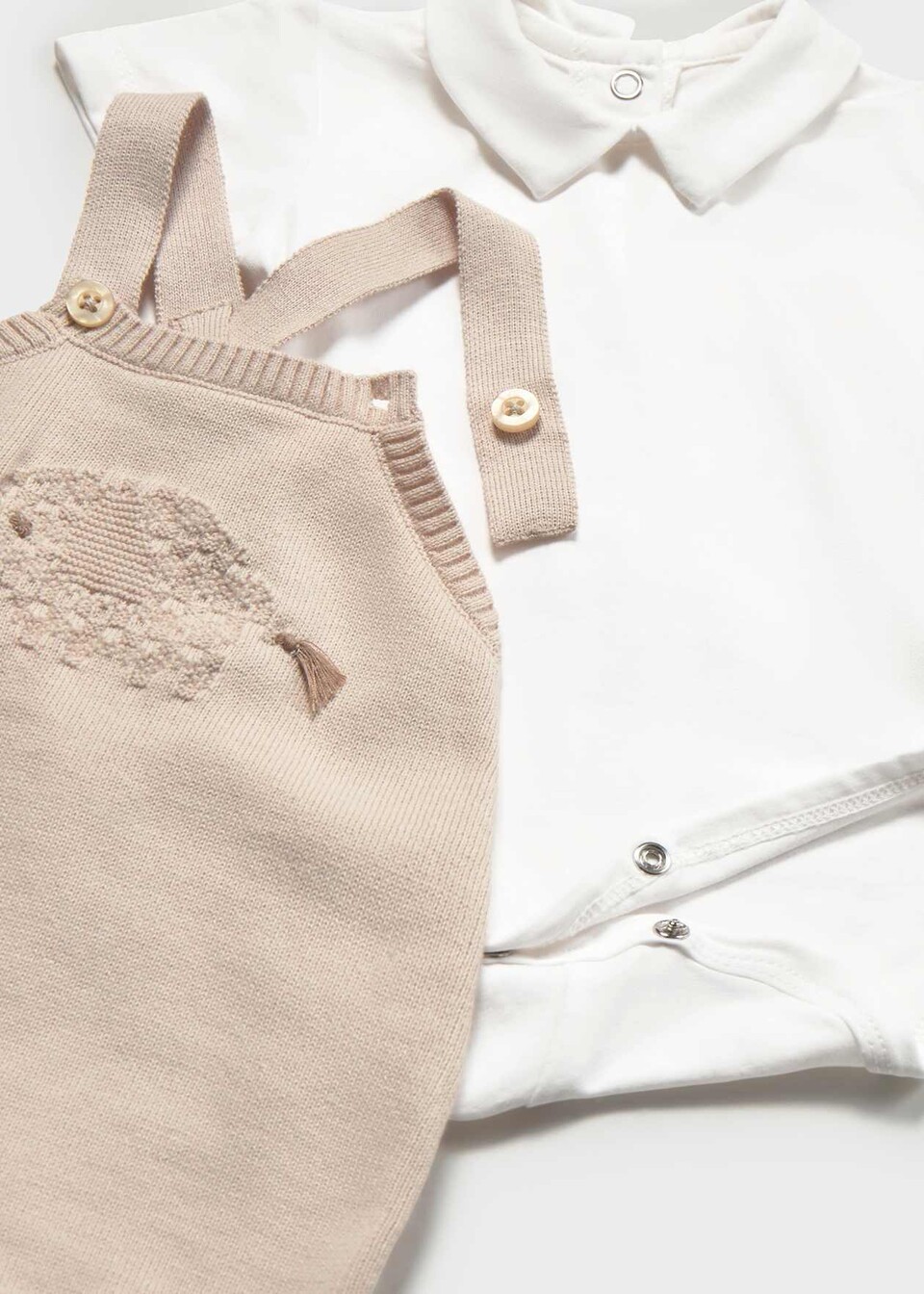 Salopette 2 pezzi in cotone Tortora / Bianco Mayoral