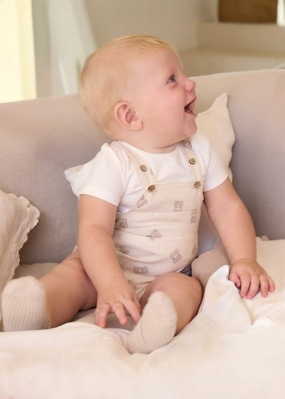 Salopette 2 pezzi in cotone Beige / Panna Mayoral