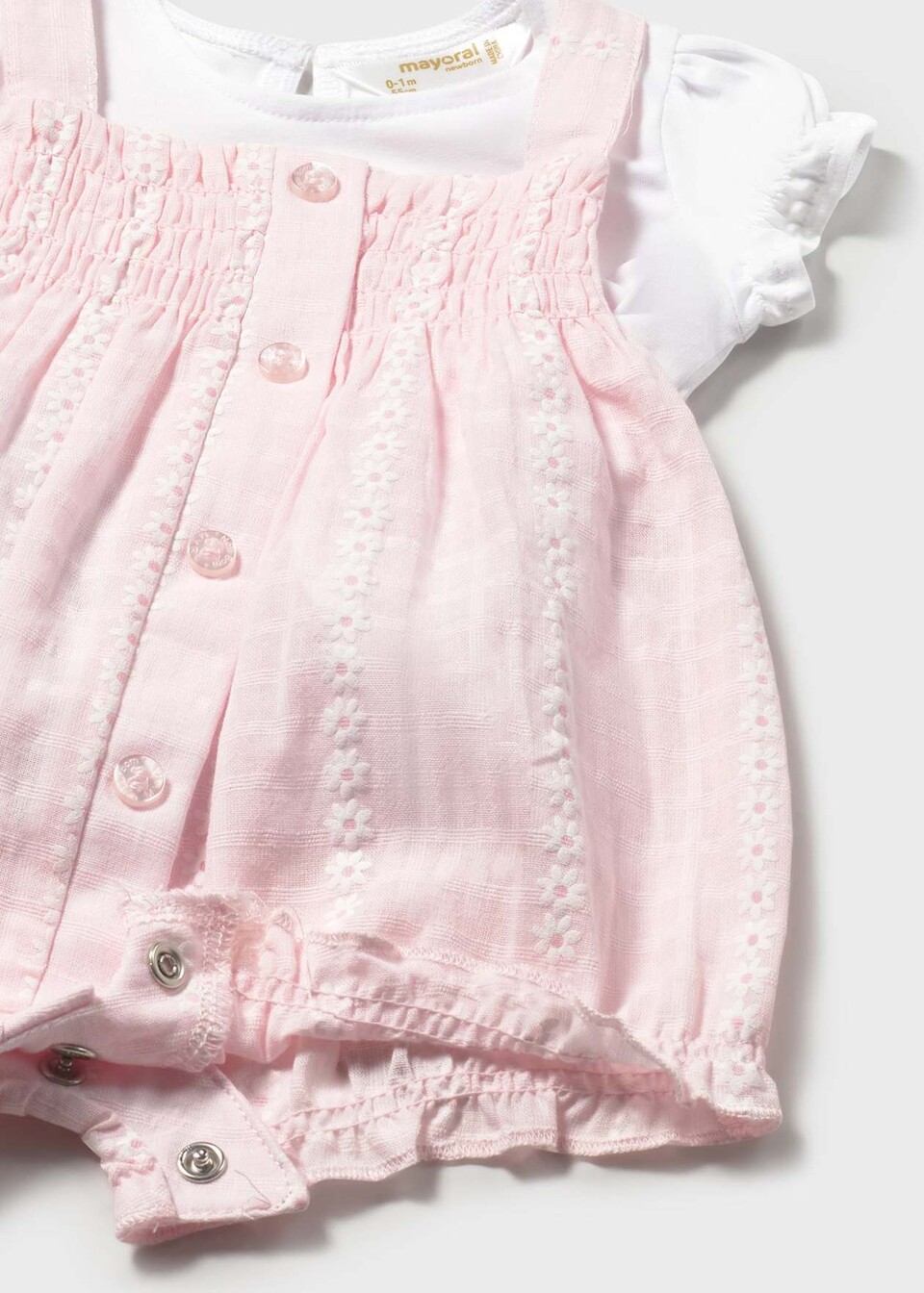 Salopette 2 pezzi in cotone Rosa / Bianco taglia 4-6 mesi Mayoral