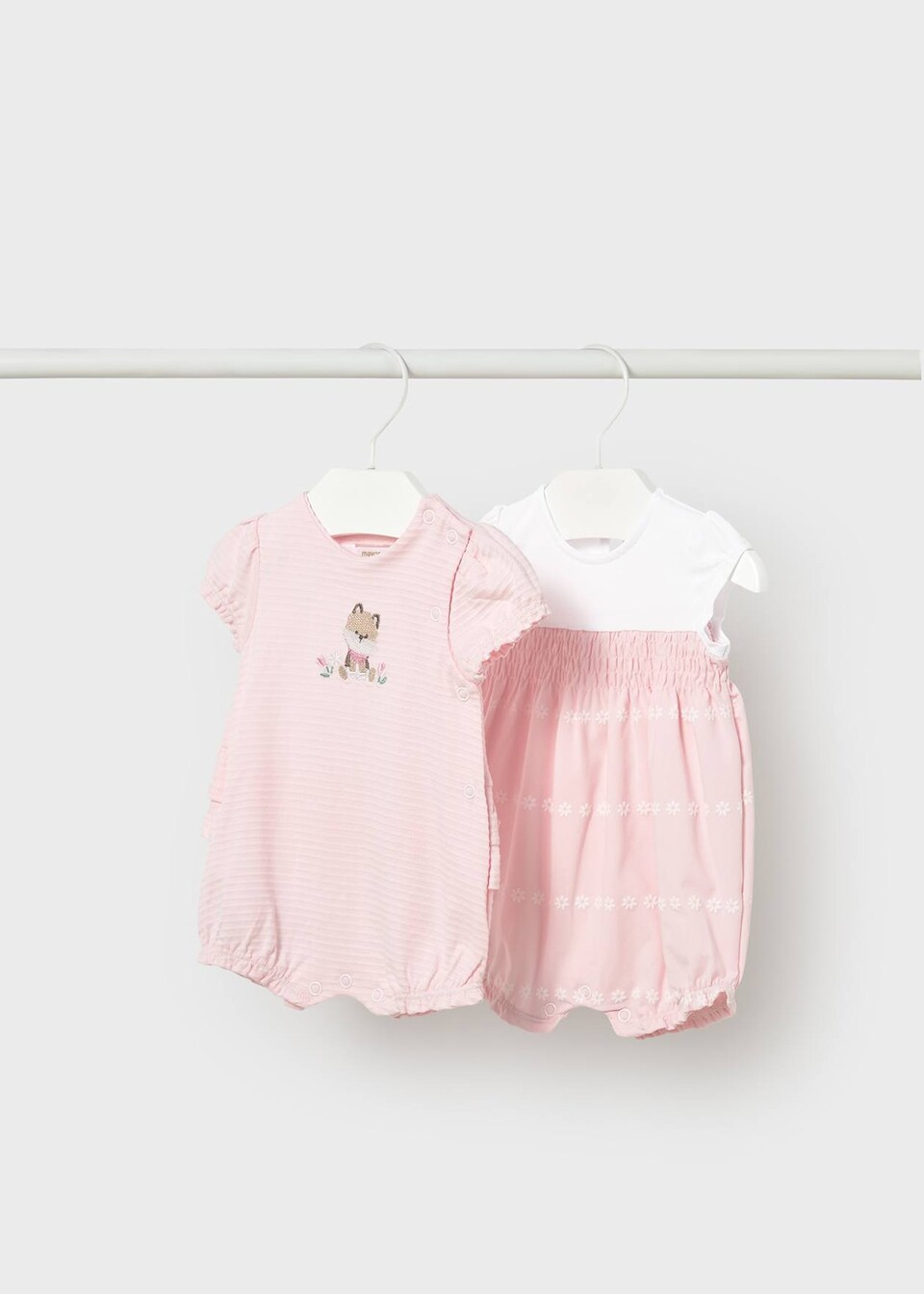 Set 2 pagliaccetti in jersey di cotone Rosa / Bianco taglia 0-1 mese Mayoral