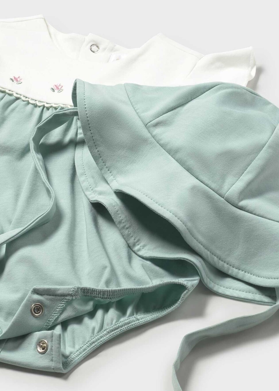 Pagliaccetto in jersey di cotone con cappellino Verde Acqua Mayoral