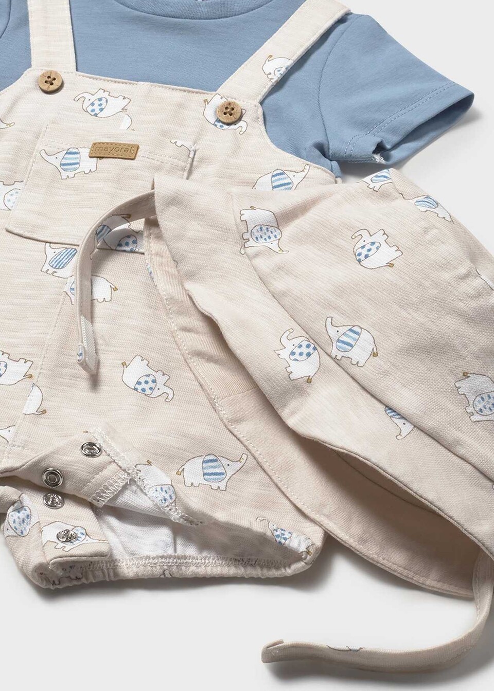 Pagliaccetto in jersey di cotone con cappellino Azzurro Mayoral