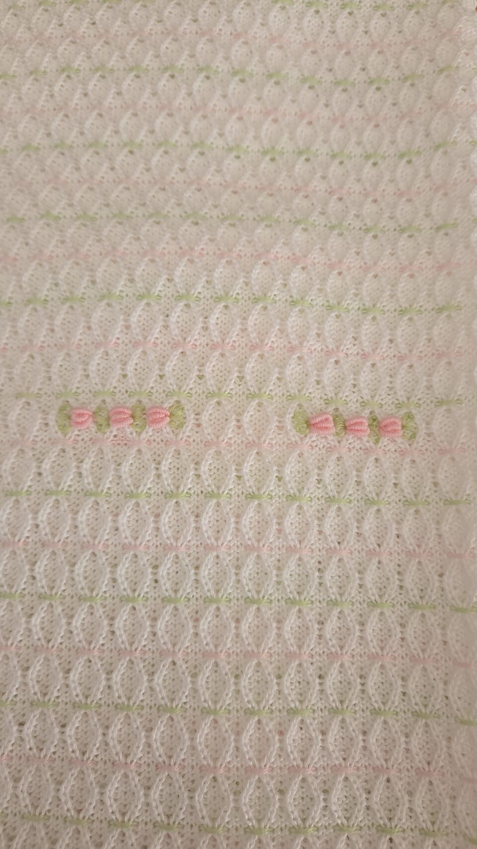 Copertina per carrozzina in filo di puro cotone Bianco / Rosa Pesco / Lime Marlù