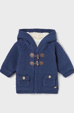 Cardigan neonato con pellicciotto interno Blu Mayoral