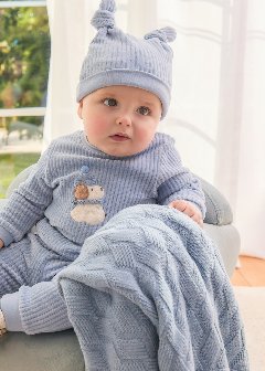 Copertina per carrozzina in caldo cotone a rombi Azzurro Mayoral