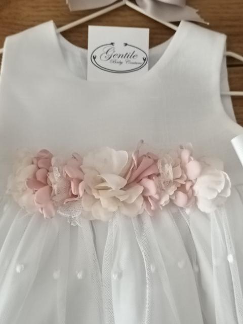 Abito da cerimonia con spilla a fiori e fiocchi laterali Crudo - Rosa Amaya 593018