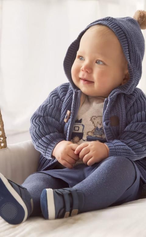 Cardigan neonato con pellicciotto interno Azzurro Mayoral 2302