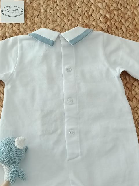 Tutina in jersey di cotone Bianco / Cielo Polvere / Tabacco taglia 0-3 mesi Marlù EL5714