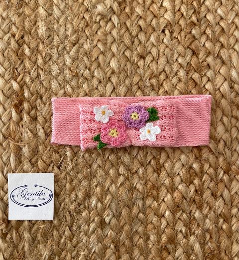 Fascetta in puro cotone con fiori Rosa Tulipano / Multicolor taglia 1-6 mesi Marlù EP11FA