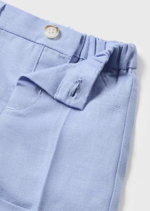 Completo 2 pezzi in lino e cotone azzurro Mayoral 1220