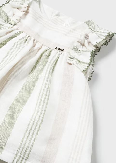 Abito in lino e cotone a righe Verdi e Beige con culotte Mayoral 1829