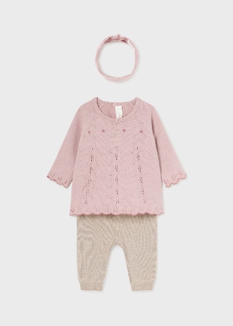 Completo 3 pezzi in caldo cotone Rosa / Tortora Mayoral