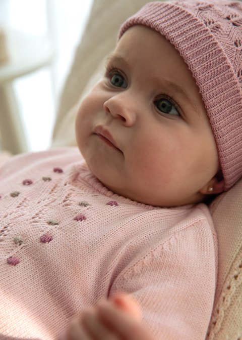 Vestito in caldo cotone con cappellino Rosa Cipria Mayoral