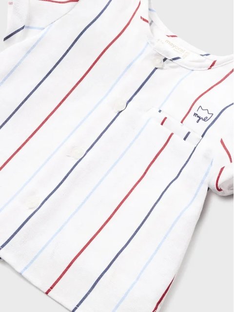Completo 2 pezzi in lino e cotone Bianco / Rosso taglia 6-9 mesi Mayoral