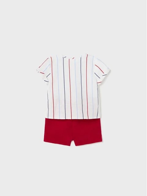 Completo 2 pezzi in lino e cotone Bianco / Rosso taglia 6-9 mesi Mayoral