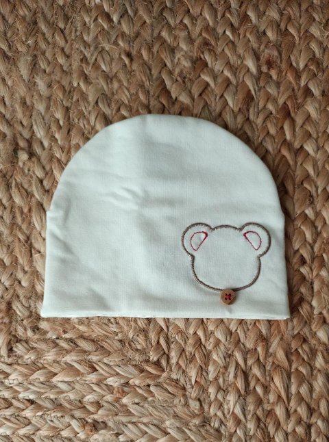 Cappellino in caldo cotone Panna / Tortora / Bordeaux taglia 0-3 mesi Marlù