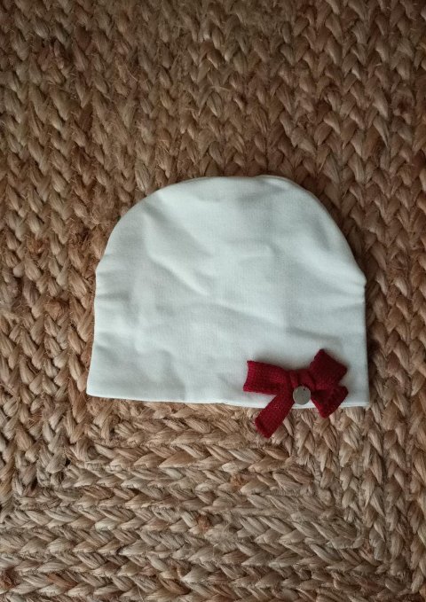 Cappellino in caldo cotone Panna / Tortora / Bordeaux taglia 0-3 mesi Marlù
