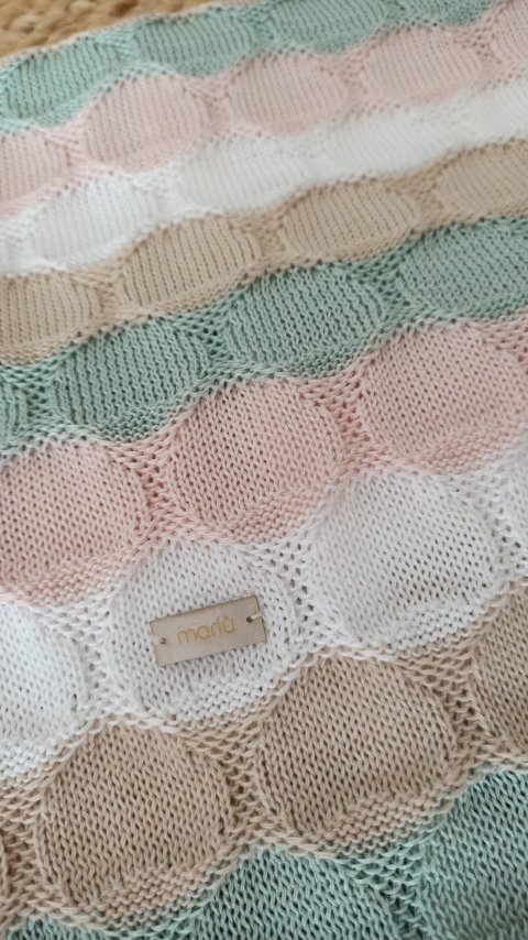 Copertina per carrozzina in filo di puro cotone Bianco / Verde / Multicolor Marlù