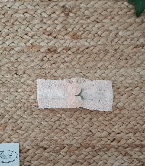Fascetta in puro cotone con fiori Vaniglia / Albicocca taglia 1-6 mesi Marlù