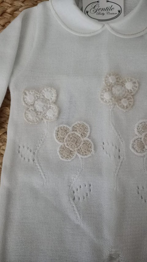Tutina in filo di puro cotone Bianco / Sabbia taglia 0-3 mesi Marlù