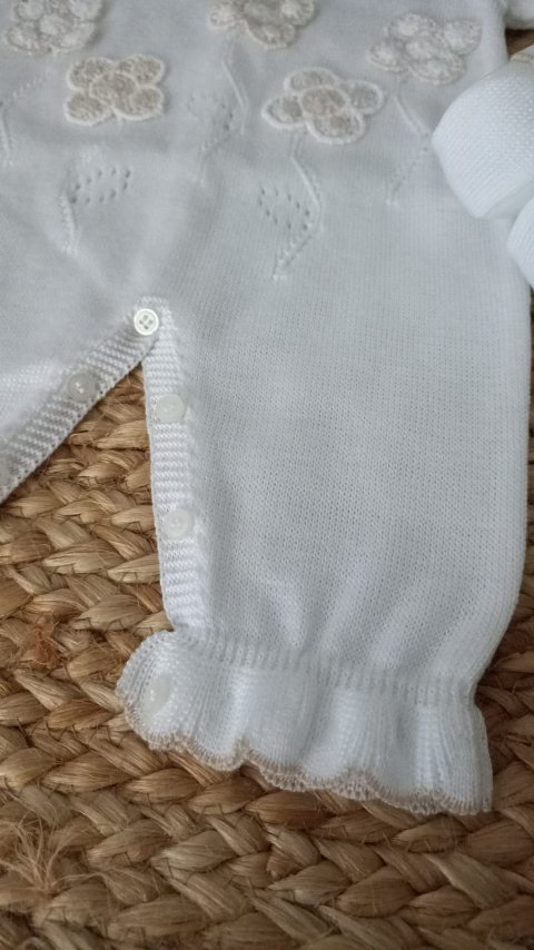 Tutina in filo di puro cotone Bianco / Sabbia taglia 0-3 mesi Marlù