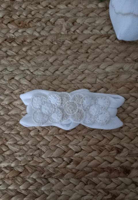 Fascetta in puro cotone con fiori Bianco / Sabbia taglia 1-6 mesi Marlù